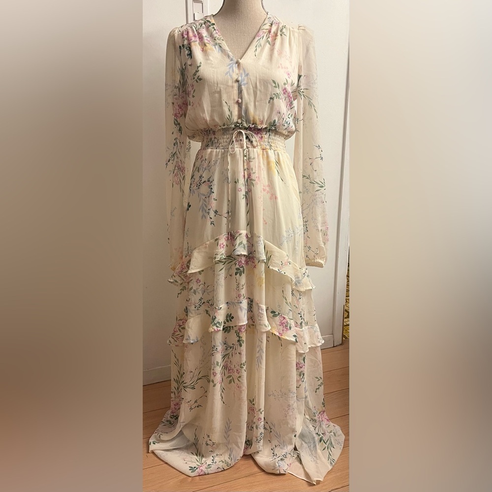 (S) Autres Filles anthropology Tiered Floral Maxi Dress NWOT - Picture 2 of 8